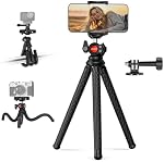 NEEWER Flexible Phone Tripod, Small Mini Camera Webcam Desk Stand, Phone Holder & Action Camera Mount Adapter Compatible with iPhone GoPro DJI Pocket 4 3 Xtra Muse Insta360 for Video Recording, TP34