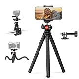 NEEWER Flexible Phone Tripod, Small Mini Camera Webcam Desk Stand, Phone Holder & Action Camera Mount Adapter Compatible with iPhone GoPro DJI Pocket 4 3 Xtra Muse Insta360 for Video Recording, TP34