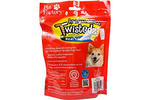Pet Factory Twistedz American Beefhide 5" Chip Rolls Dog Chew Treats W/ Real Chicken Meat Wrap - 8 Count/1 Pack #TOP1