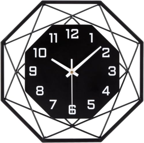 VIVILINEN Große Wanduhr Ohne Tickgeräusche 50cm aus schwarzem Metall