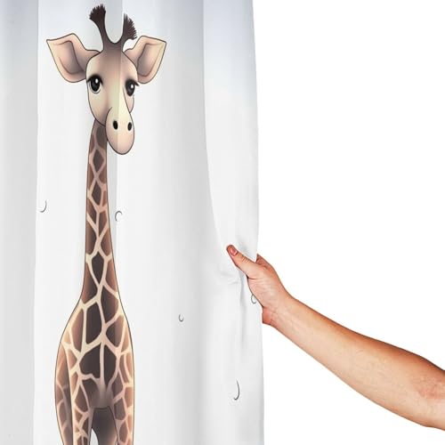 Rideau de douche anti moisissure lavable motif girafe 183x183