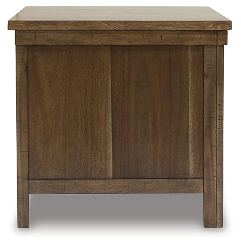 Signature Design by Ashley Moriville End Table, Brown Side Table | Space-saving side table with cabinet, Acacia wood solids, Veneer and MDF substrate, Living room storage - image 5