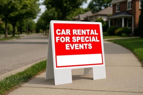 Car Rental For Special Events Write On Me Red Folding Coroplast A-Frame with Double-Sided 23in x23in