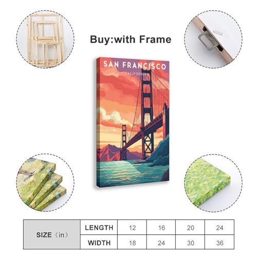 Poster San Francisco toile Golden Gate Bridge décoration murale 50x76