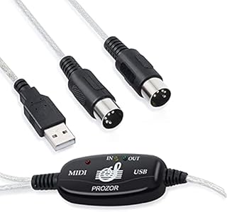 GELRHONR USB MIDI Cable Adapter, USB Type A Male to MIDI Din 5 Pin In-Out Cable Interface with LED Indicator for Music Keyboard Piano to PC Laptop Support XP/Windows7/8/10/Vista-6.5Ft