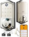 Veise VE017 Fingerprint Smart Door Lock, App Control, 7-in-1 Keyless Entry, Auto Lock, Emergency Power Port, Electronic Touchscreen Keypad, Biometric Smart Locks for Front Door, Satin Nickel