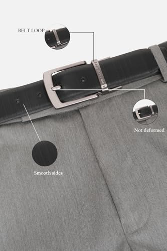 Image of Louis Philippe Men's 100% Italian Leather Brush Nickel Buckle Formal Reversible Belt