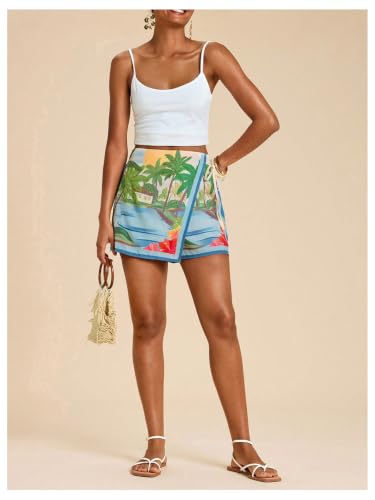 Image of SweatyRocks Women's Boho Mini Skirts Floral Shorts Tie Side Wrap Skorts