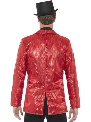 Smiffys Sequin Jacket, Mens, Red, Party & Carnival Fancy Dress, Party Dress Up Costumes, M - Size 38"-40" - Image 3