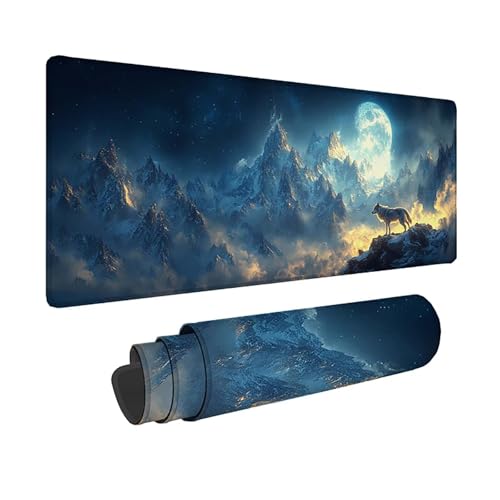 Tapis de souris géant lune avec bords cousus de 3mm et surface haute précision