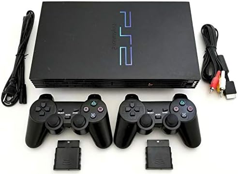 Sony PS2 Game System Gaming Console with 2 WIRELESS CONTROLLERS PLAYSTATION-2 Black (Renewed)