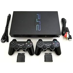 Sony PS2 Game System Gaming Console with 2 WIRELESS CONTROLLERS PLAYSTATION-2 Black (Renewed)