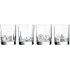 Luminarc 4 Piece Skylines 13.25 oz Assorted Decorated Double Old Fashioned, Clear