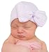 Melondipity's Purple and Pink Nursery Striped Newborn Girl Hospital Hat with Big Bow