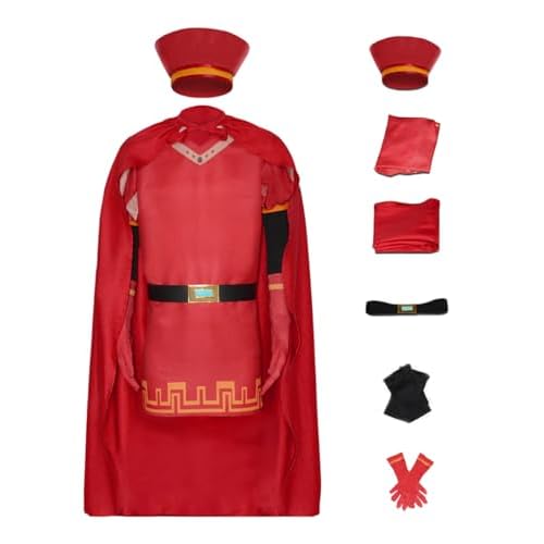 Shukqueen Disfraz de Señor Rojo para hombre, disfraz de Halloween Farquaad, juego de rol, traje de rendimiento para niños, talla XS