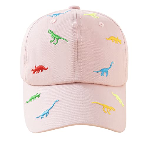 Image of imKutie Baby Baseball Cap Cute Embroidered Dinosaur Boys Girls Beach Sun Hats Adjustable Toddler Hat UPF 50+ for 1-4 Years Pink