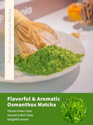 Image of TeeLux Osmanthus Matcha, First Harvest Natural Matcha Green Tea Powder, Smooth and Aromatic Taste, Sugar Free, 3.5oz