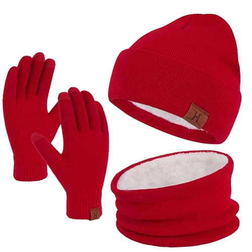 Image of FZ FANTASTIC ZONE Winter Beanie Hats Scarf Touchscreen Gloves for Men Women
