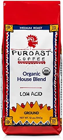 Puroast Low Acid Ground Coffee, Organic House Blend, High Antioxidant, 12 Ounce Bag (Pack of 1)