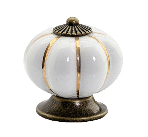 Pumpkin Ceramic Cabinet Drawer Door Pull Knobs Handle Multicolor 10pcs (White)