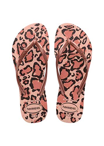 Chinelo Slim Animals, Havaianas, Feminino, Rosa Ballet/Rosa Retrô Metálico, 39/40