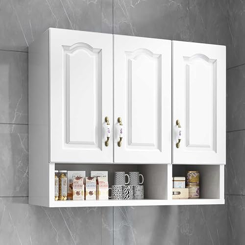 XIGOUZIQU Armario de Pared Estilo Granja for Cocina, Garaje, lavandería, Juego de armarios de Pared for lavadero, despensa, especiero de Pared.(90x20cm/35.43x7.87in)