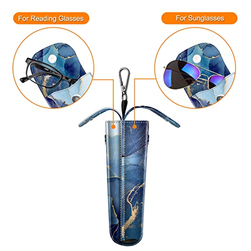 Image of FINTIE Double Glasses Case with Carabiner Hook, Portable Vegan Leather Eyeglass Case Anti-scratch Sunglasses Pouch
