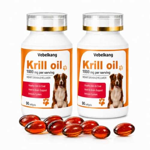 Vebelkang Krill Oil Omega 3 Supplement for Dogs, 180 Softgels