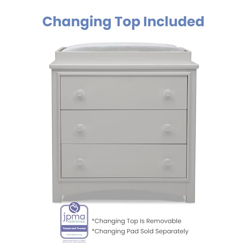 Delta Children Perry 3 Drawer Dresser with Changing Top and Interlocking Drawers, Moonstruck Grey - image 7