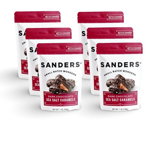 Sanders Dark Chocolate Sea Salt Caramels Minis, 7 Ounce (Pack of 6)