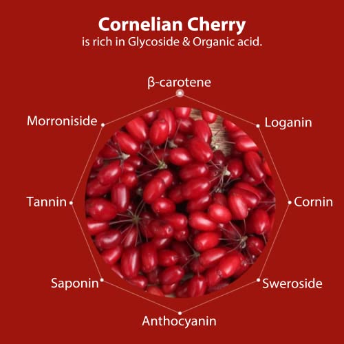 Freenong Korean Natural Dried Cornelian Cherry Extract Liquid, Cornus Officinalis Cornus Fruit Juice, Shan Zhu Yu Healthy Juice, Asiatic Dogwood Fruit Juice, Cornelian Berries Juice, 80Ml X 30 Pk #TOP2