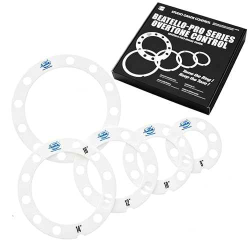 Beatello 5 Pack Drum Dampening Ring Set, Low-End Control Universal 8-16" Tom/Snare Overtone Control Rings, Reduce Ringing & Enhance Warmth, 7 Colors (White)