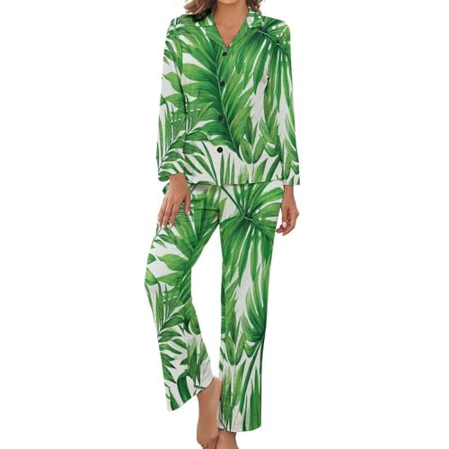 Pyjama femme fluide imprimé tropical pour des soirées cocooning et des nuits douces et chics