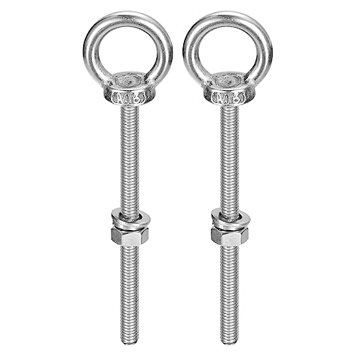 Image of uxcell Lifting Eye Bolt, 2 Sets M6x80mm Eye Bolt with Nut Washer 304 Stainless Steel Shoulder Lifting Ring Eye Bolt for Hanging Item