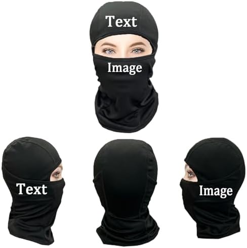 BROKANER Custom Balaclava Face Mask Men Women Personalized Ski Balaclava Mask Black Blue Kids Balaclava Hood with Text Image