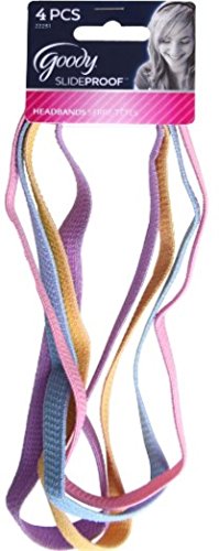Goody Slide Proof Stayput, Girls Thin No Slide Headband, 4 Count (Pack of 3)
