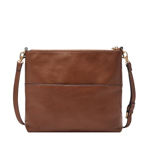 image for Fossil Women's Fiona Leather Large Crossbody Purse Handbag, Brown (Mod