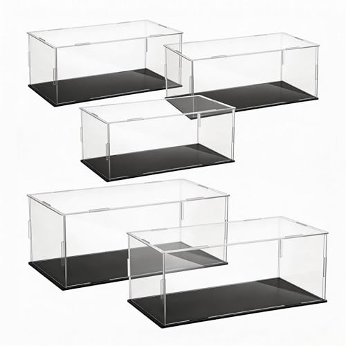 5 PCS Acrylic Display Case for 1: 24 Scale Clear Display Boxes with Plastic Base Model Showcase & Storage Organizer