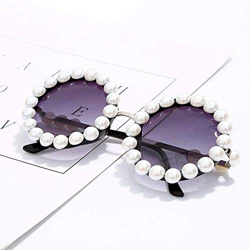 mincl/Vintage Round Pearl Sunglasses Women Luxury Alloy Oversized Frame Party Glasses Retro Shades4