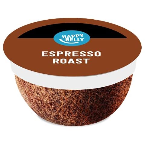 Amazon Brand - Happy Belly Espresso Roast Coffee Pods (Dark Roast), Compatible with K-Cup Brewer, 96 Count Cover