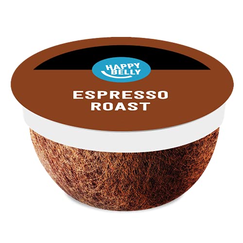 Amazon Brand - Happy Belly Espresso Roast Compostable Coffee Pods (Dark Roast), Compatible with...