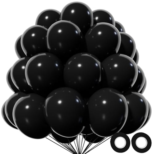 Image of Black Balloon 110pcs, 12 Inch Thickened Latex Party Balloons Helium Bright Color for Birthday Baby Shower Wedding Party Supplies Arch Garland Decoration