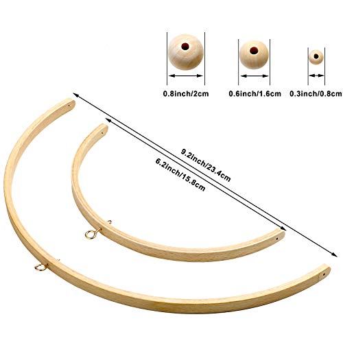 Nursery Mobile Crib Bed Bell Ceiling Wooden Wind Chime Hanging Diy Wooden Frame Ornaments Handmade Kit For Infant Toys Nursing Accessories Nurse Charms (Semi-Circular) #TOP1