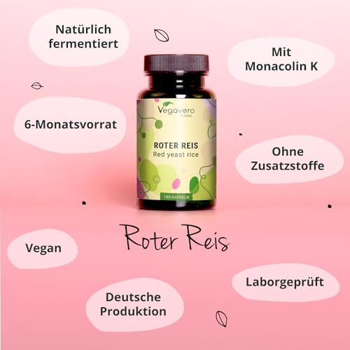 Rote Reis Kapseln von Vegavero, 180 Kapseln für 6 Monate