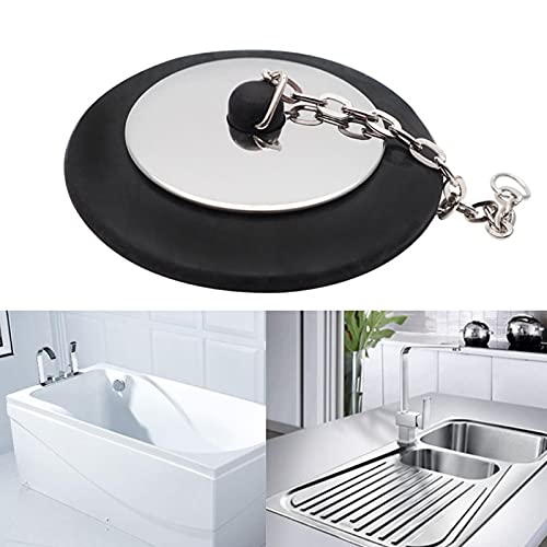 Bouchon de baignoire Shoke durable en caoutchouc et chaîne finition Argento