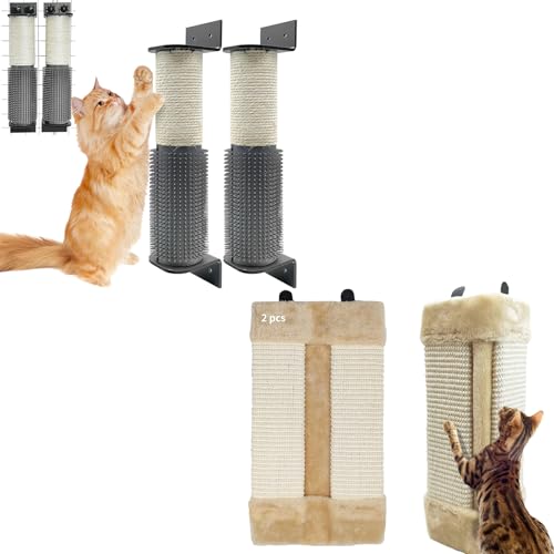 VCEPJH Cat Scratching Post Wall Mounted Cage Mount Cat Scratcher and Corner Cat Scratcher Sisal Wall Mounted Scratching Boards Kitty Scratch Pads for Indoor Cats Resistant Furniture Protector