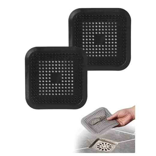 Drain Hair Catcher, Shower Drain Hair Catcher, Shower Hair Drain Catcher,Bathtub Drain Stopper, Easy to Install Suit for Bathroom,Bathtub,Kitchen 2 Pack (Black)