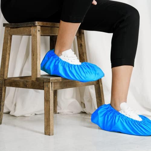 TYGA Store, 30 Disposable Shoe Covers Blue CPE, Anti Slip, Dust Proof, Waterproof Overshoes, Indoor, Outdoor, Carpet, Floor, Rain, Boot, Safety, Cycling, Strong Foot Coverings