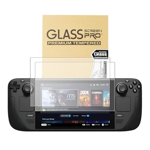 Fourmor Screen Protector for Steam Deck OLED 7.4-Inch (NEW 2023) - 9H Tempered Glass Film, Anti-Scratch HD Clear, Cowhide box professional packaging，2-Pack