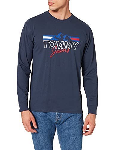 Tommy Jeans Tjm Printed Retro Logo Tee Camicia Sportiva, Blu (Blue Cbk), Medium Uomo
